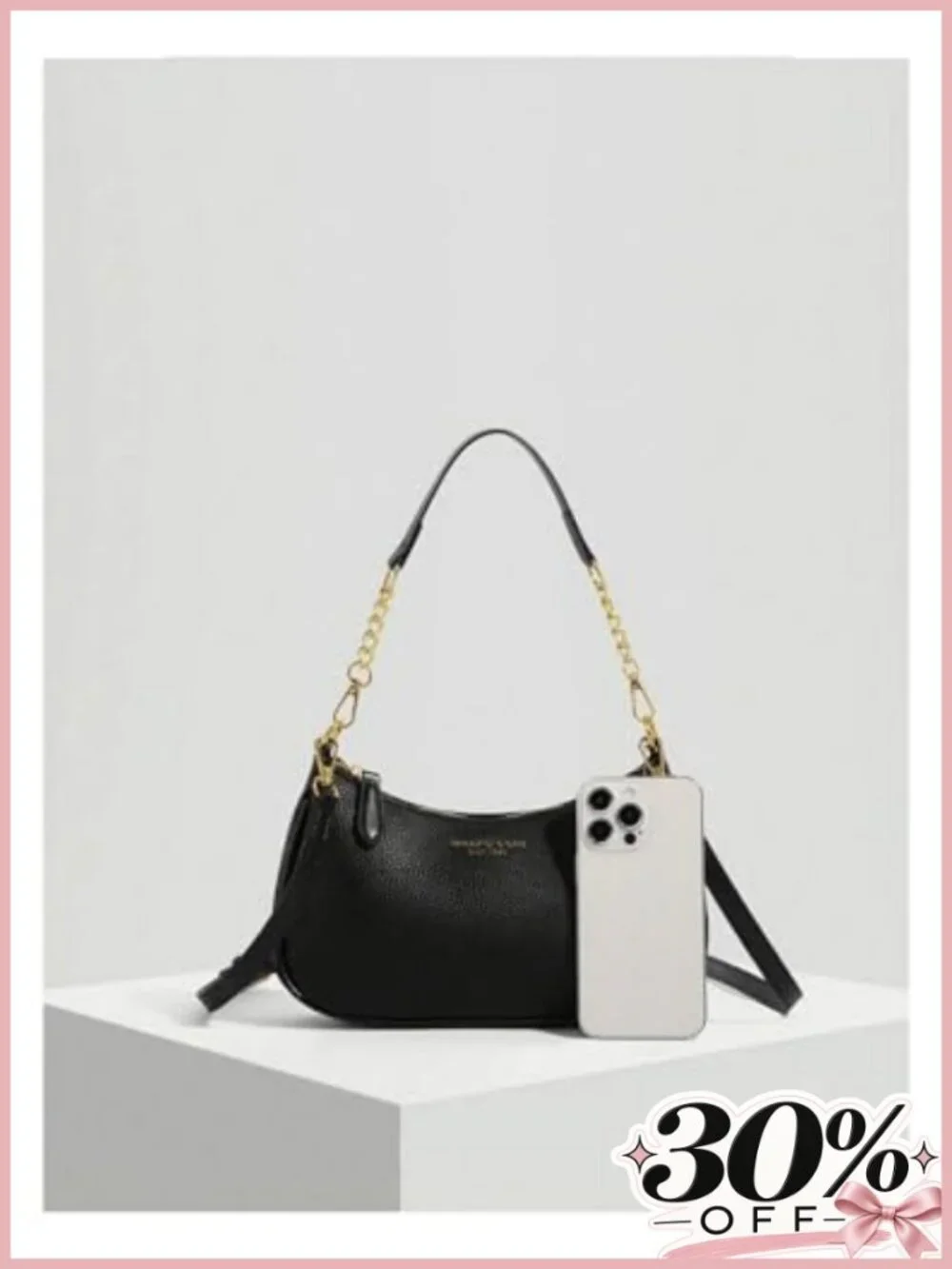 SHENHE PU Leather Gold Chain Hobo Shoulder Handbag Detachable Crossbody Strap